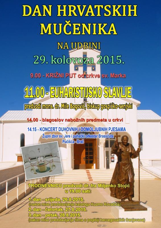29. kolovoza 2015. - Dan hrvatskih mučenika na Udbini
