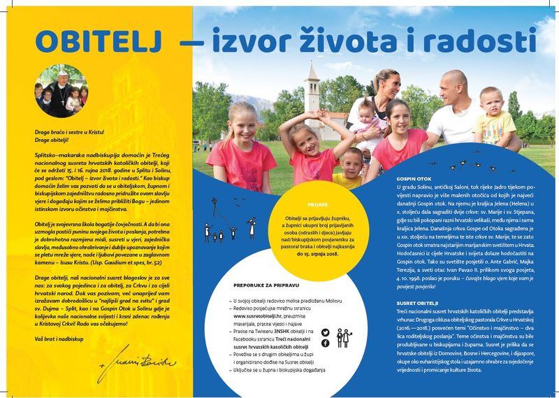 15. i 16. rujna 2018. - Treći nacionalni susret hrvatskih katoličkih obitelji